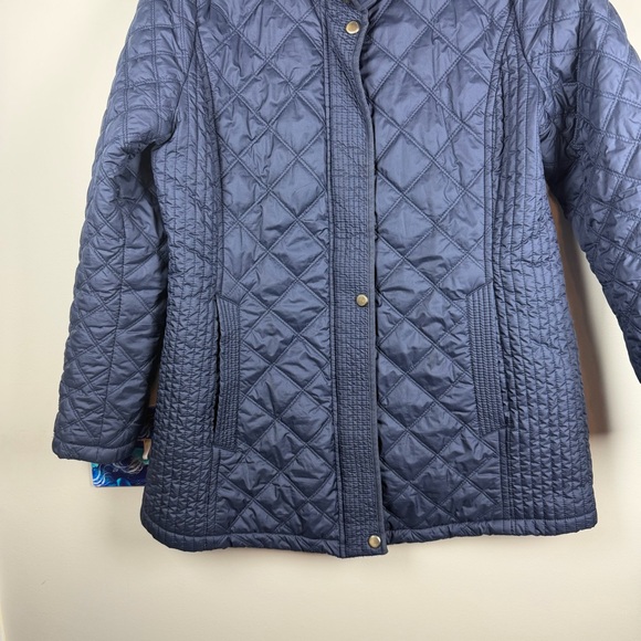 Marc New York Andrew Marc Quilted Trench Navy Blue Coat Jacket Zip Up Large - Picture 4 of 11